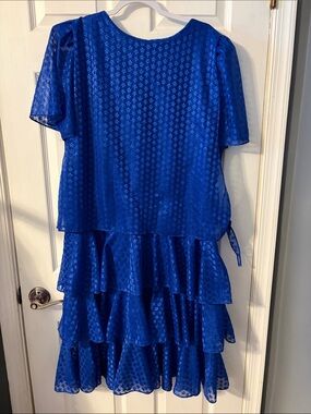 Vintage Women's Royal Blue Midi Layered Dress